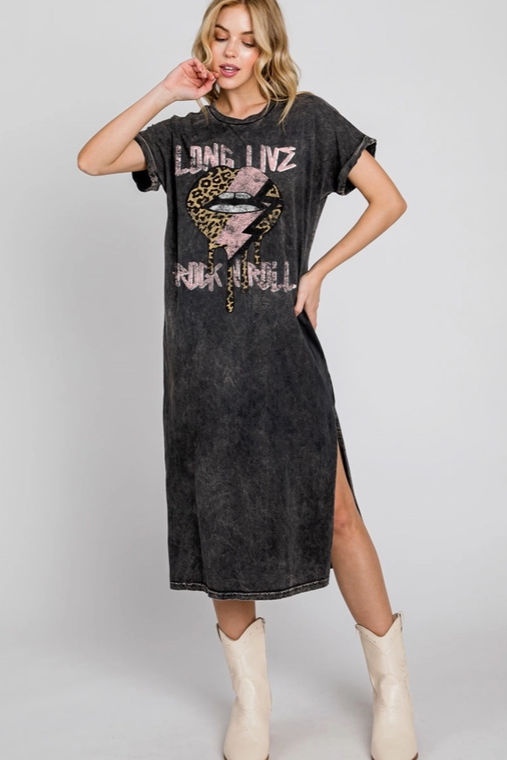 Long Live Rock N Roll Mineral Graphic Dress