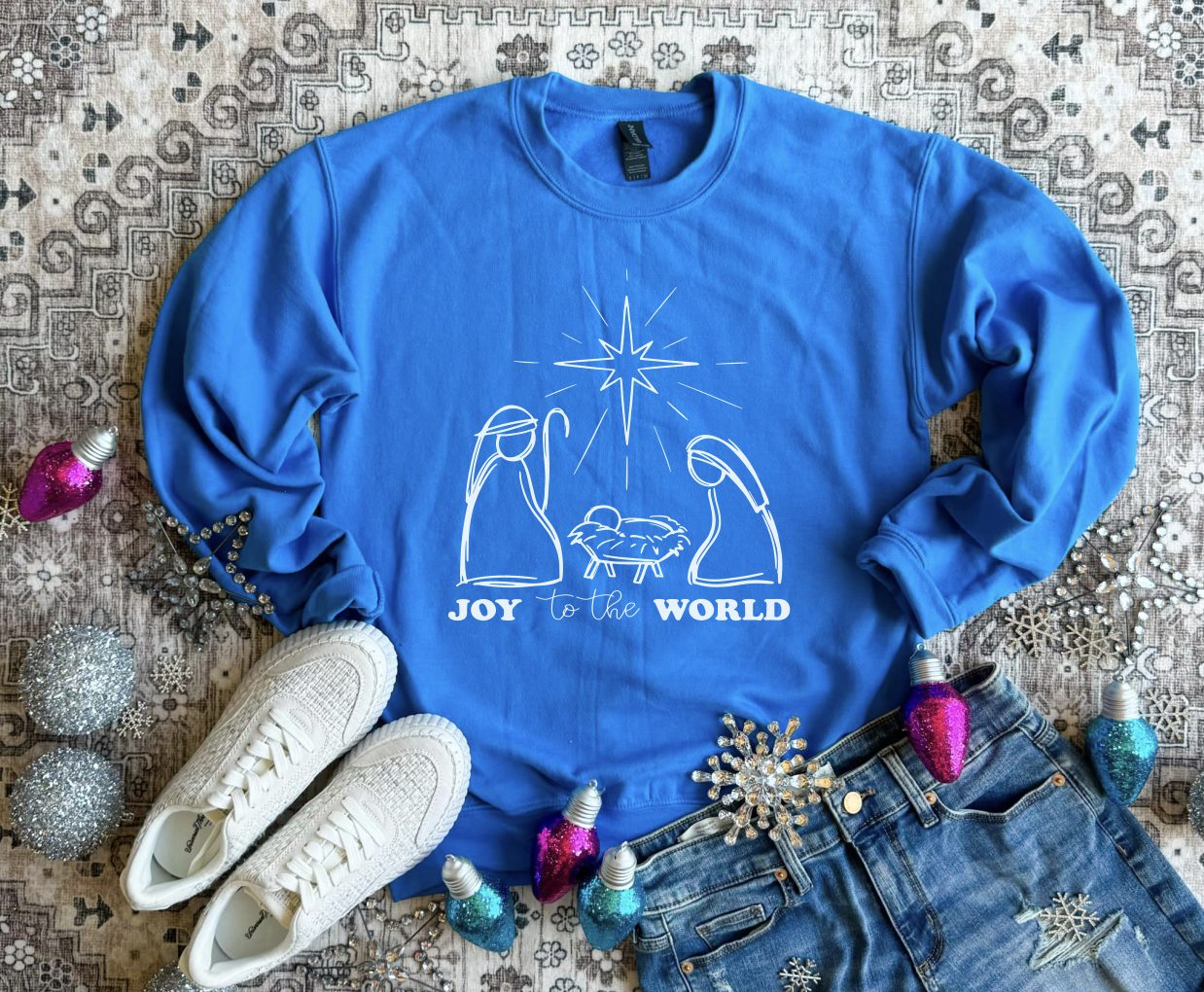 Joy to the World (DEAL PRICE) Blue Sweatshirt CLOSING 10/11