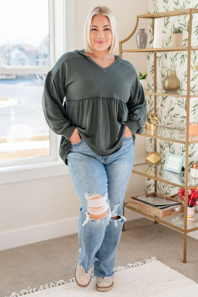 She's Not Wrong Hooded V-Neck Pullover - Ruby Rebellion