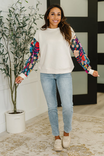 Sing a Melody Floral Sleeve Top - Ruby Rebellion