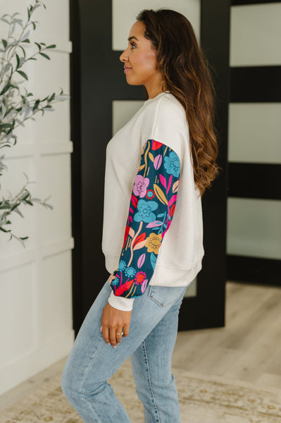 Sing a Melody Floral Sleeve Top - Ruby Rebellion