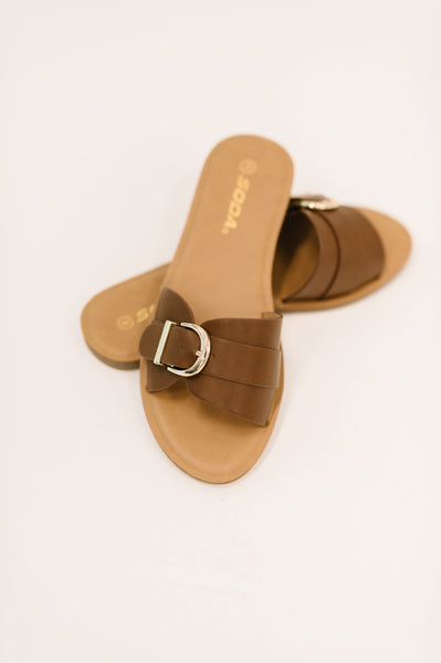Siran Dark Tan Slip on Sandals