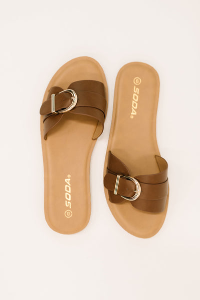 Siran Dark Tan Slip on Sandals