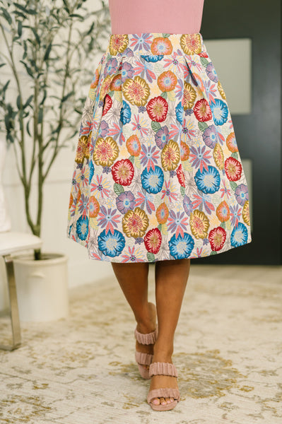 Sound Mind Floral Midi Skirt - Ruby Rebellion