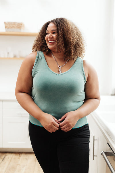 Stay Easy Tank In Aqua - Ruby Rebellion
