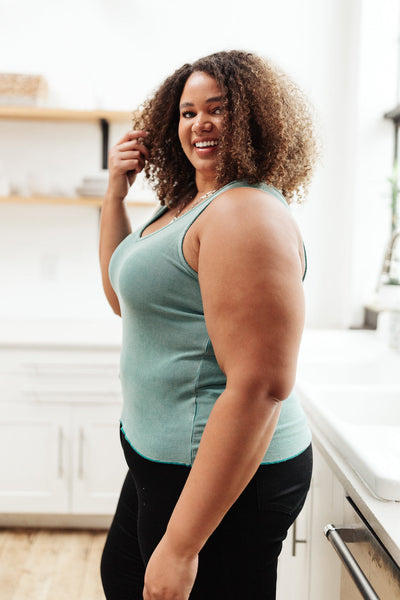 Stay Easy Tank In Aqua - Ruby Rebellion