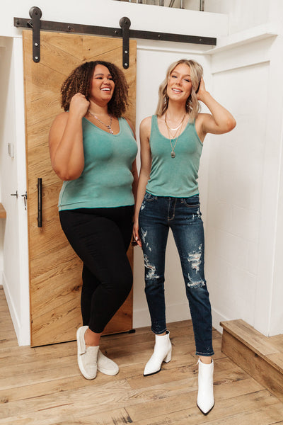 Stay Easy Tank In Aqua - Ruby Rebellion