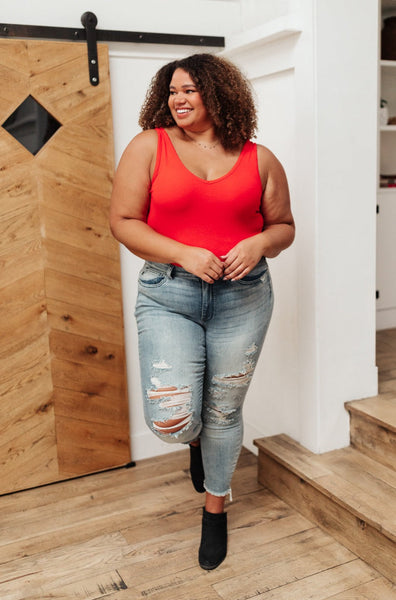 Stay Easy Tank In Cherry - Ruby Rebellion