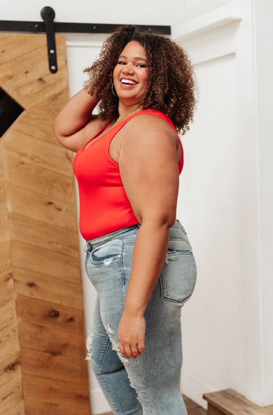 Stay Easy Tank In Cherry - Ruby Rebellion