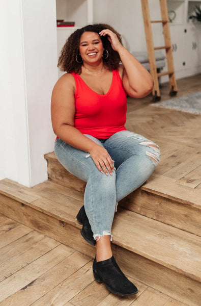 Stay Easy Tank In Cherry - Ruby Rebellion