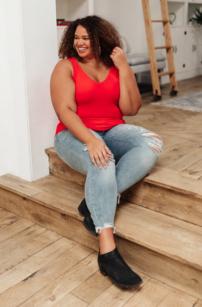 Stay Easy Tank In Cherry - Ruby Rebellion
