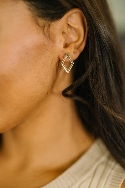 Steal Your Breath Geometric Rhombus Stud Earrings - Ruby Rebellion
