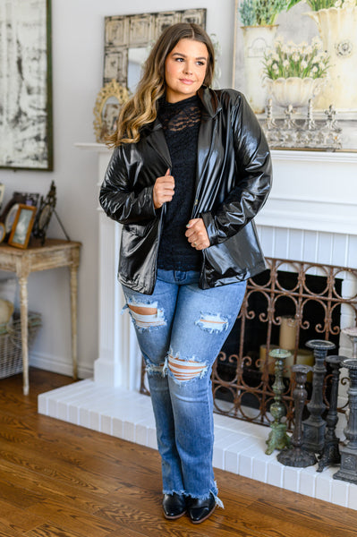 Streets of Dublin Faux Leather Blazer - Ruby Rebellion