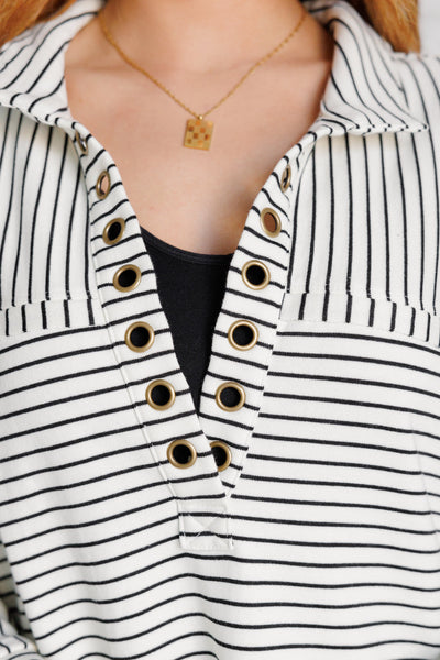 Striped Serendipity Pullover - Ruby Rebellion
