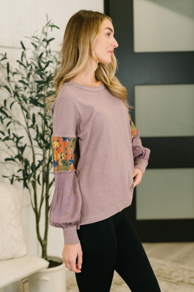Subtle Breeze Floral Patchwork Pullover - Ruby Rebellion
