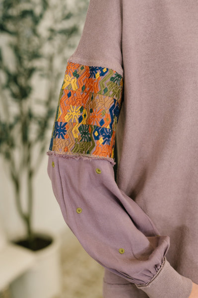 Subtle Breeze Floral Patchwork Pullover - Ruby Rebellion