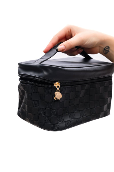 Subtly Checked Cosmetic Bags set of 4 in Black - Ruby Rebellion