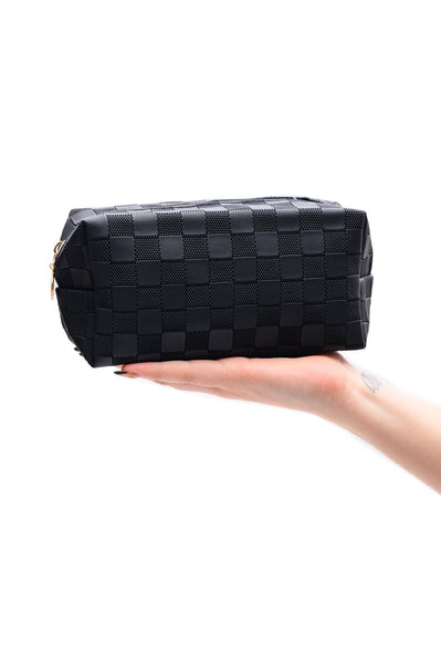Subtly Checked Cosmetic Bags set of 4 in Black - Ruby Rebellion