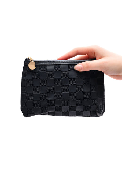 Subtly Checked Cosmetic Bags set of 4 in Black - Ruby Rebellion