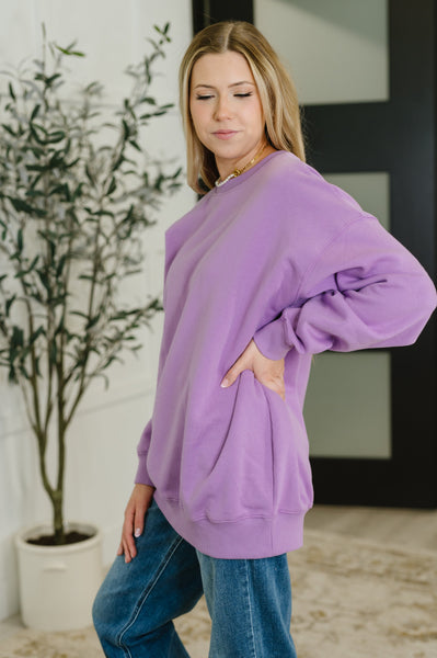 Sunday Snug Relaxed Pullover in Lavender - Ruby Rebellion