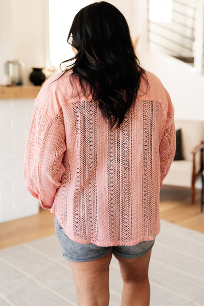 Sweeter Than Nectar Lace Button Down in Rose - Ruby Rebellion