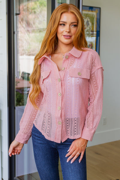 Sweeter Than Nectar Lace Button Down in Rose - Ruby Rebellion