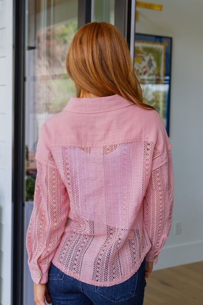 Sweeter Than Nectar Lace Button Down in Rose - Ruby Rebellion