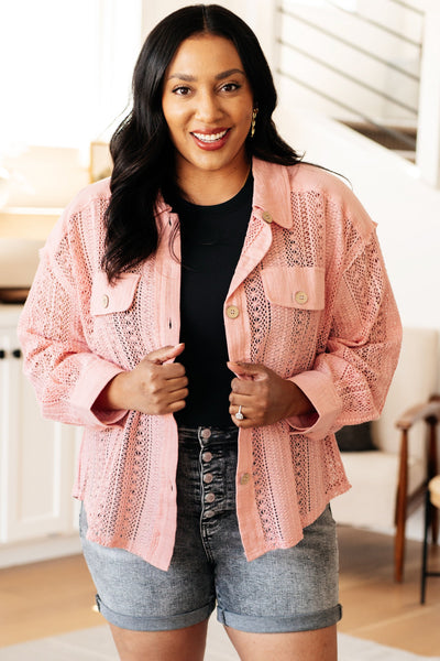 Sweeter Than Nectar Lace Button Down in Rose - Ruby Rebellion