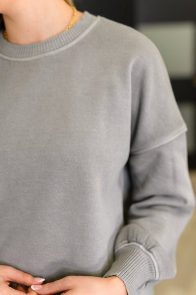 Talk Cozy to Me Stepped Hem Pullover in  Sleet - Ruby Rebellion