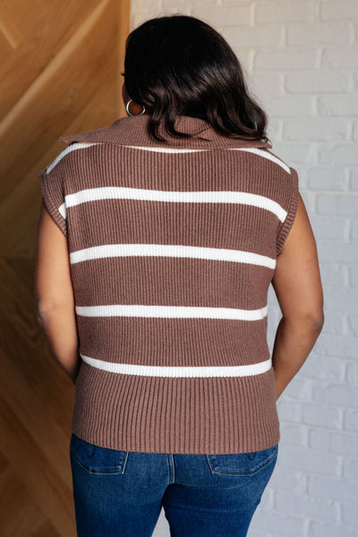 Tea Service 1/4 Zip Sleeveless Sweater - Ruby Rebellion