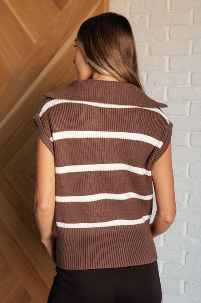 Tea Service 1/4 Zip Sleeveless Sweater - Ruby Rebellion