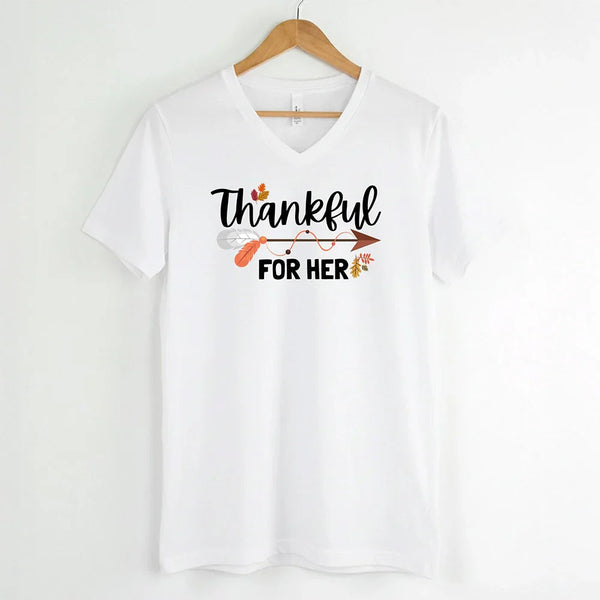 EXPEDITE to Receive in Time - Thankful For Her/Him Valentines Couple V-Neck