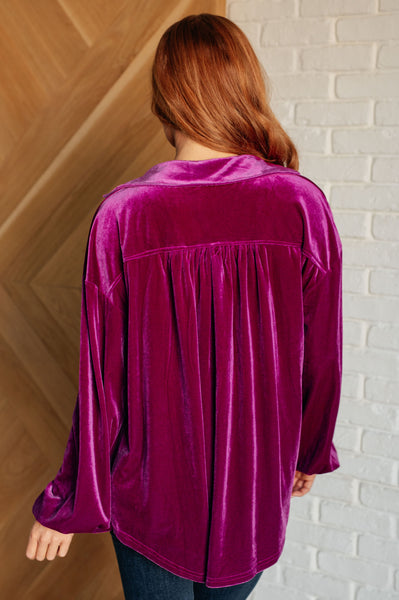 The Best Policy Velvet Balloon Sleeve Top - Ruby Rebellion
