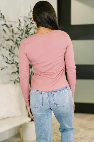 The Girls are Back in Town Long Sleeve Top in Rose - Ruby Rebellion