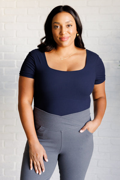 They're Not Like Us Square Neck Bodysuit in Navy - Ruby Rebellion