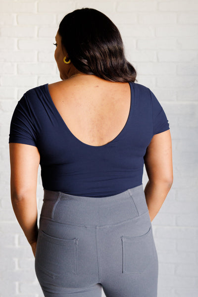 They're Not Like Us Square Neck Bodysuit in Navy - Ruby Rebellion