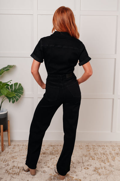 Tilda Short Sleeve Control Top Denim Jumpsuit - Ruby Rebellion