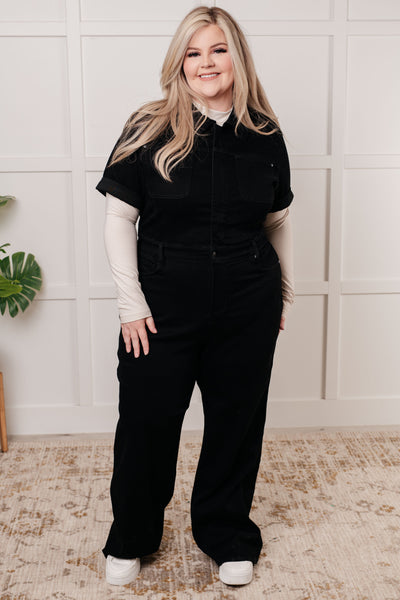 Tilda Short Sleeve Control Top Denim Jumpsuit - Ruby Rebellion