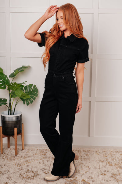 Tilda Short Sleeve Control Top Denim Jumpsuit - Ruby Rebellion
