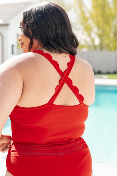 Tonga Scalloped Swim Top - Ruby Rebellion