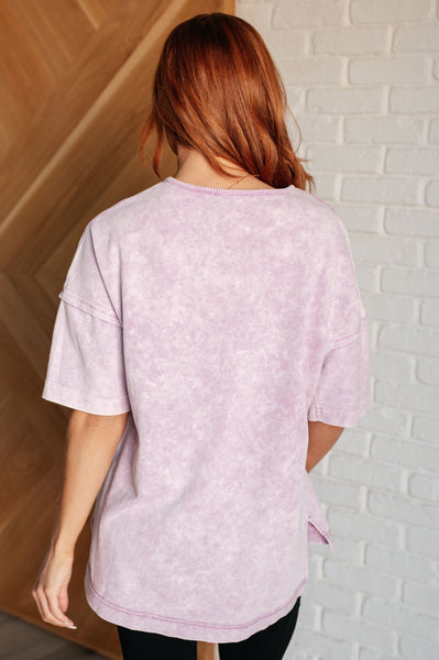 Unbothered Mineral Wash Top in Orchid Petal - Ruby Rebellion