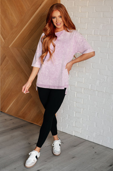 Unbothered Mineral Wash Top in Orchid Petal - Ruby Rebellion