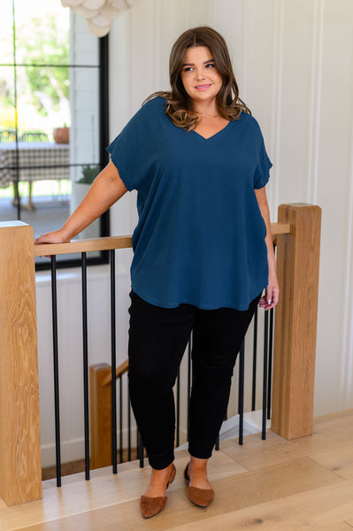 Very Much Needed V-Neck Top in Teal - Ruby Rebellion