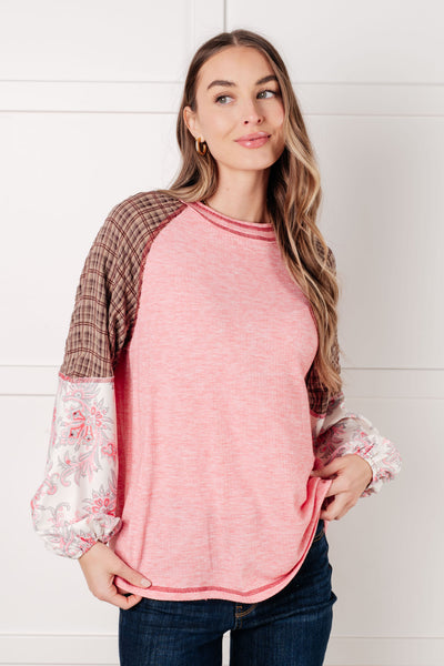 Walk for Miles Floral Color Block Top - Ruby Rebellion