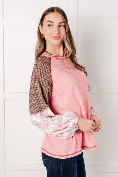 Walk for Miles Floral Color Block Top - Ruby Rebellion