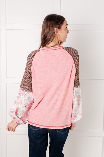 Walk for Miles Floral Color Block Top - Ruby Rebellion