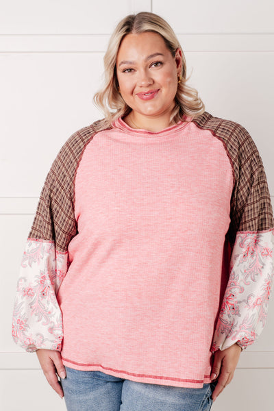 Walk for Miles Floral Color Block Top - Ruby Rebellion
