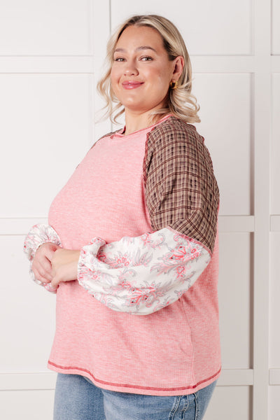 Walk for Miles Floral Color Block Top - Ruby Rebellion