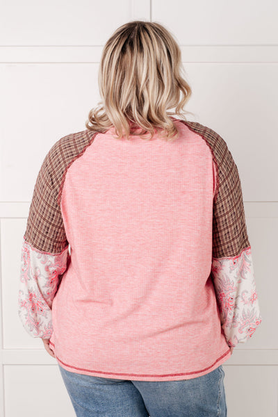 Walk for Miles Floral Color Block Top - Ruby Rebellion