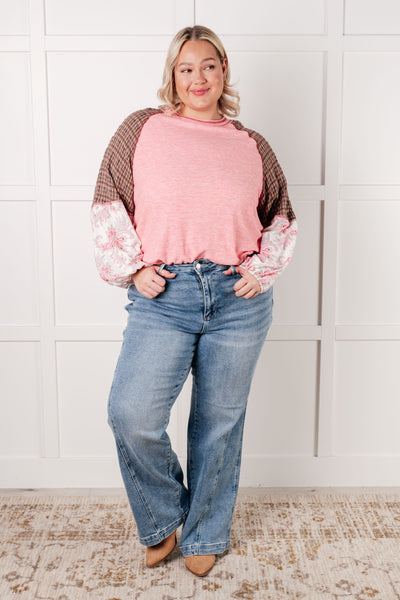 Walk for Miles Floral Color Block Top - Ruby Rebellion